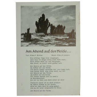 Postcard with German military songs series Am Abend auf der Heide. Espenlaub militaria